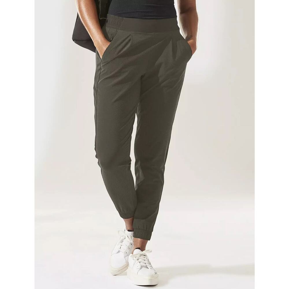 Athleta Textured Brooklyn Jogger Women 8 Mountain Olive Ankle Pant Athleisure